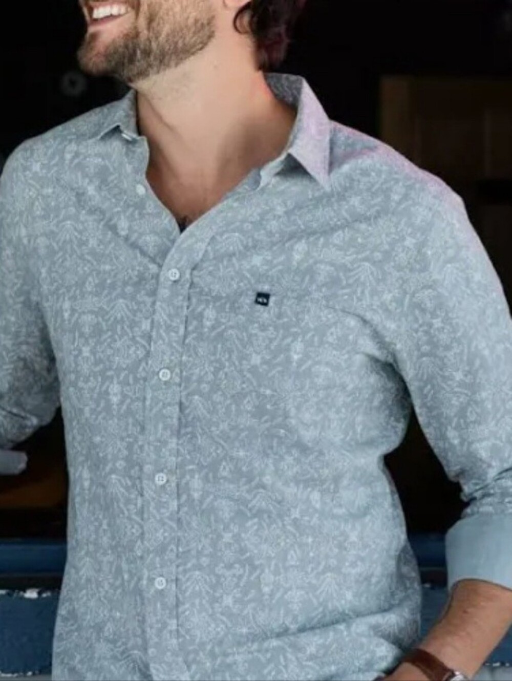 FISHHIPPIECO Men's Light Linen Cotton Gray Quarry Shirt - Casual Long Sleeve